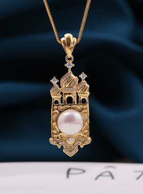 s925纯银精工豪华欧美城堡吊坠