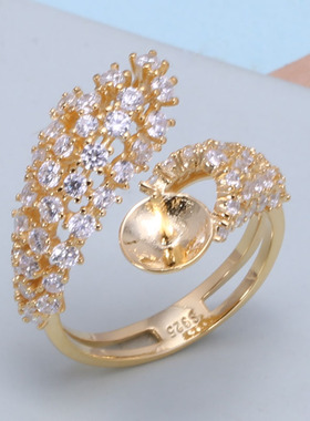 s925纯银精工豪华大气戒指托