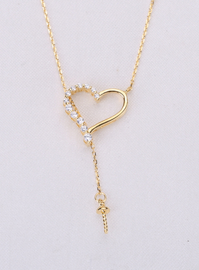 DIY纯银精工心形珍珠空托饰品