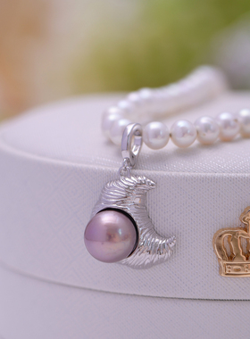 s925纯银不规则拉丝牛角包项链坠