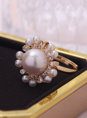 DIY珍珠配件s925纯银戒指托指环