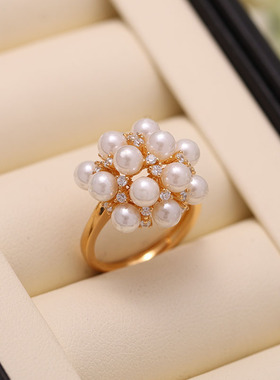 s925纯银时尚繁花似锦多珠戒指托