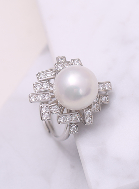 s925纯银精工豪华编织大气戒指托