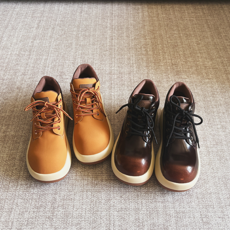 VRMCC真皮马丁靴女2025新款厚底登山工装靴英伦风靴子大头大黄靴 - 图1