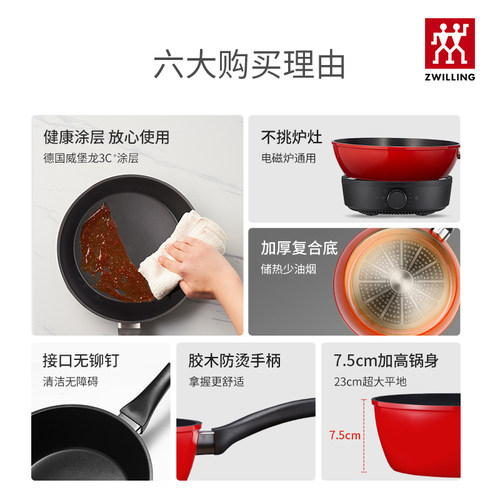 德国双立人不粘锅炒锅煎锅STYLE电磁炉燃气灶通用平底厨房家用锅 - 图0