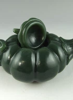 和田玉茶壶手把件青玉小摆件