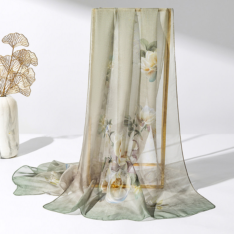 上海故事丝巾女2026新款时尚百搭真丝纱巾长条粉色100%桑蚕丝围巾