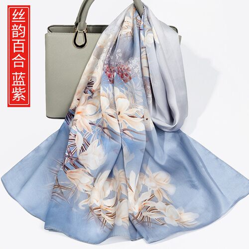 上海故事真丝丝巾妈妈款女2025新款杭州丝绸桑蚕丝围巾礼盒送长辈 - 图2