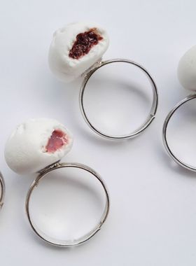 quinta原创手作咬一口仿真银戒指