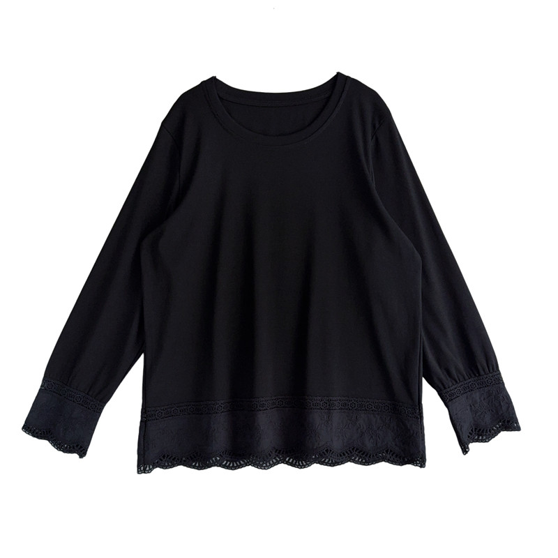 精致大码宽松打底衫~ENEY春秋款设计感花边长袖T恤遮肚子显瘦微胖,淘宝优惠券,粉丝福利购,淘宝优惠卷
