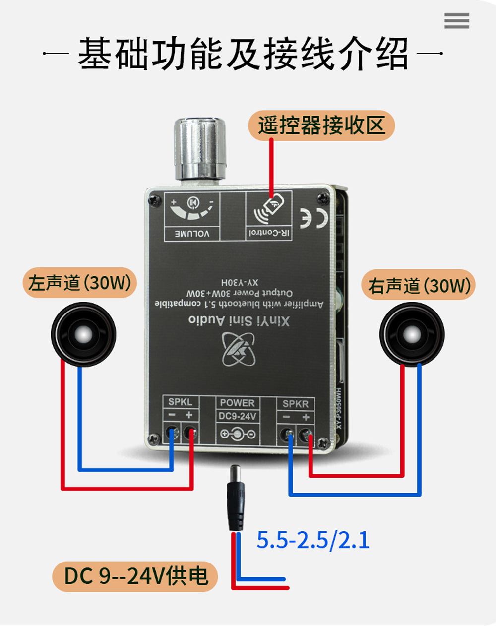 欣易HIFI级30W+30W立体声蓝牙数字功放板模块TPA3118带遥控器Y30H - 图0