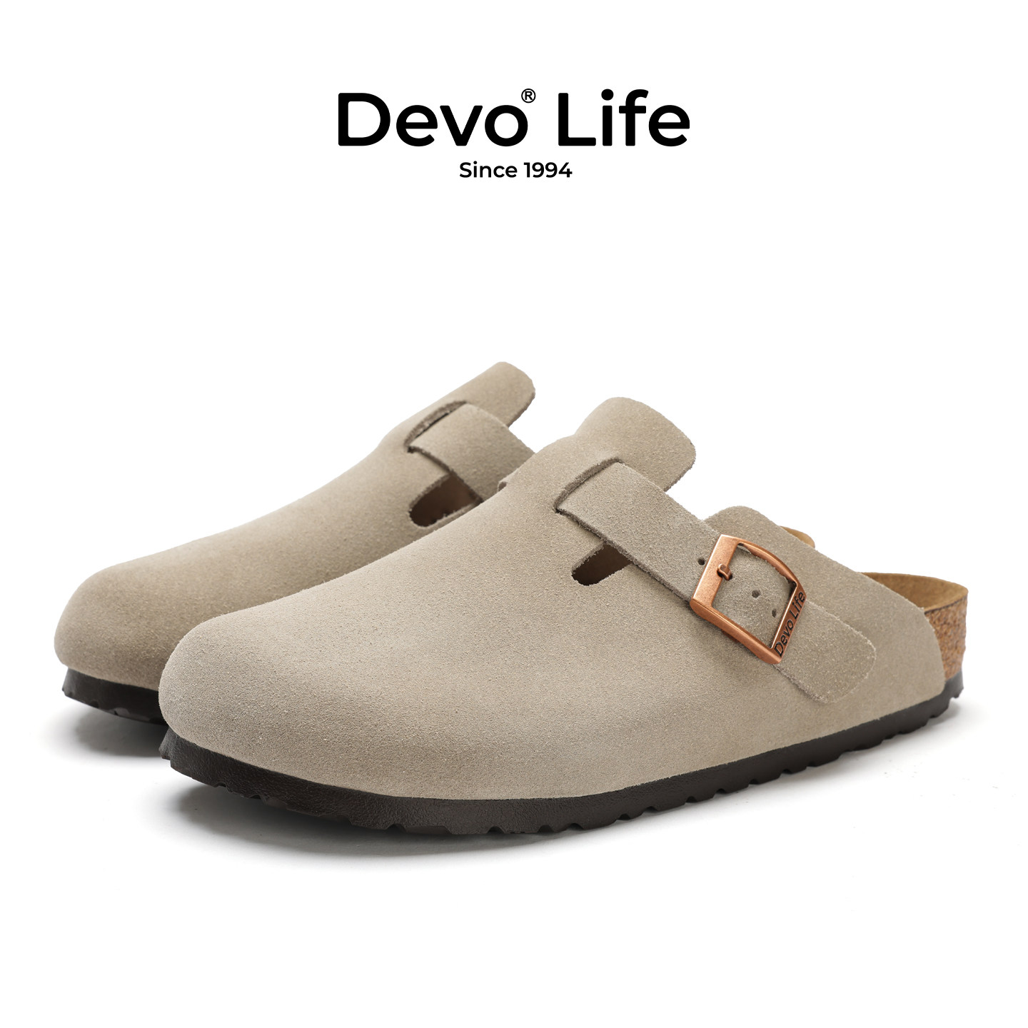 Devo/的沃软木拖鞋女半包休闲懒人半拖情侣套脚勃肯鞋 3624,淘宝优惠券,粉丝福利购,淘宝优惠卷