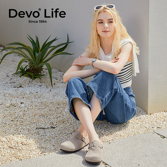 Devo Kork Hausschuhe Damen Zehenschuhe Casual Paar halbe Hausschuhe faule Birkenstock Schuhe 3624