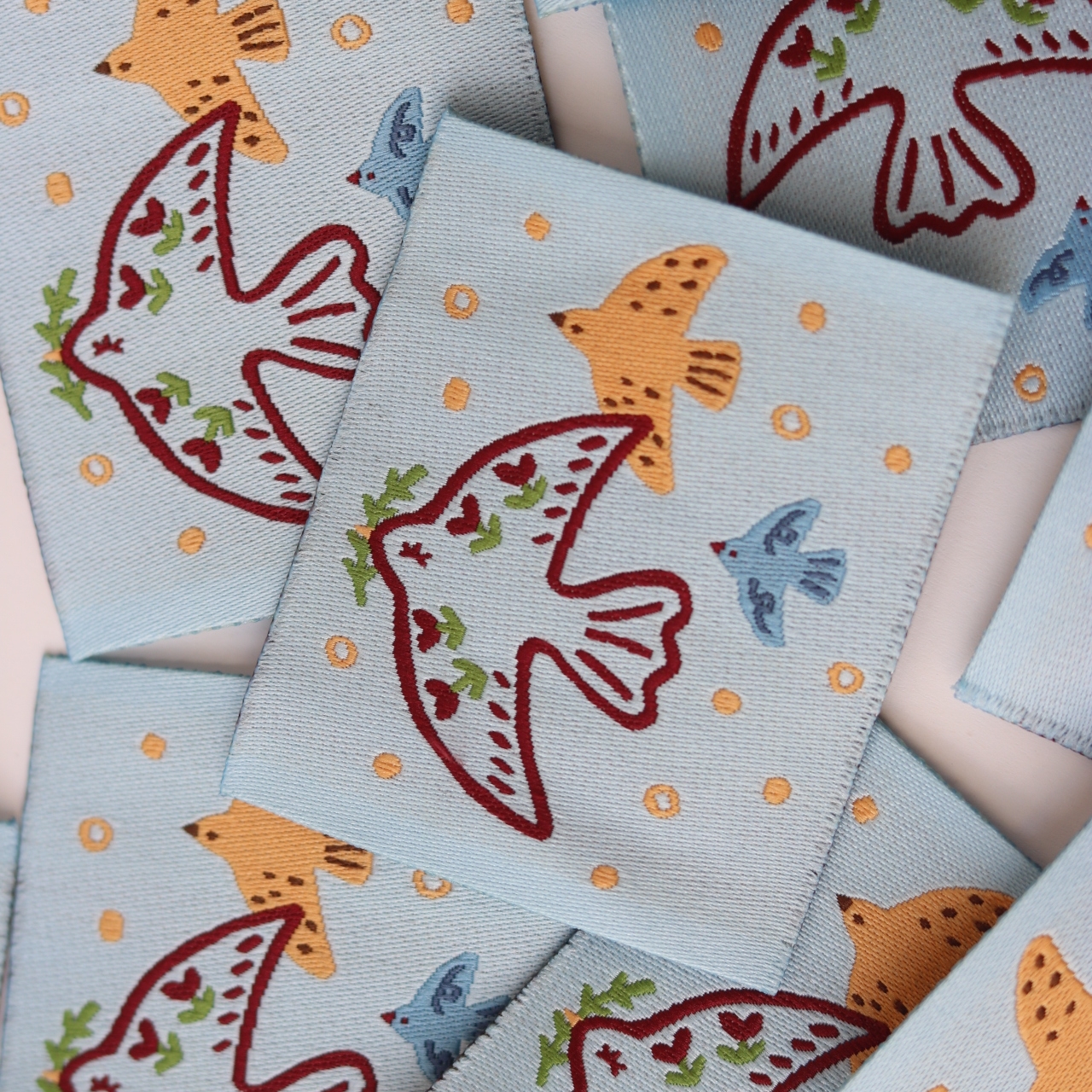 飞鸟与自然2小鸟卡通织唛商标布标领标源头工厂服装辅料定制现货 - 图1