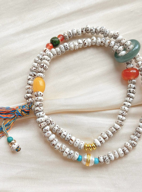 天然新月菩提两圈多宝手链 小珠子星月 蜜蜡 松石手串配饰