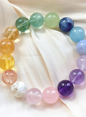 天然水晶多宝手串黄水晶手链招财转运粉水晶紫水晶女款手饰礼物