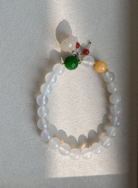 天然荔枝冻玛瑙多宝手链女款玛瑙莲蓬单圈时尚百搭饰品礼物