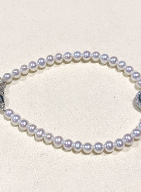 天然淡水珍珠搭配海蓝宝手链女款ins小众设计高级感生日礼物