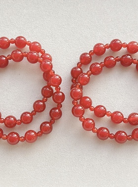 明星同款 某妍 同款 天然红玛瑙两圈手链 女款玛瑙手链
