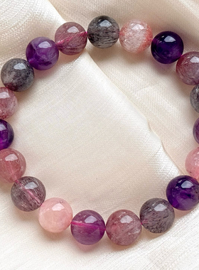 天然超七水晶手链 超七圆珠手链 女款手串