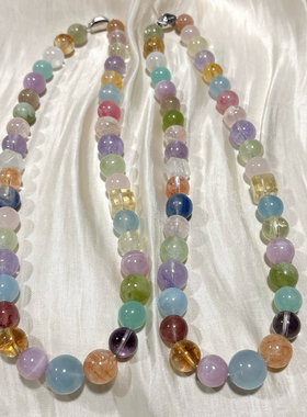 天然水晶多宝项链女款多色多宝水晶项链朱珠同款项链