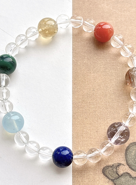 天然白水晶多宝手饰 七脉能水晶多宝手串