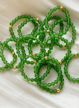 天然碧玉戒指 女款碧玉18k金 戒指 送女友闺蜜生日礼物