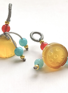 天然蜜蜡吊坠莲蓬小提溜diy配饰手串挂件中国风饰品项链