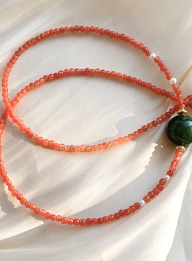 天然南红玛瑙碧玉锁骨项链女款时尚百搭项链礼物