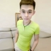 Mùa xuân hè 2019, quần lửng nam màu ngắn tay cổ tròn hoang dã Slim nam áo thun đáy quần áo sơ mi nửa tay - Áo phông ngắn Áo thun nam Hàn Quốc Áo phông ngắn