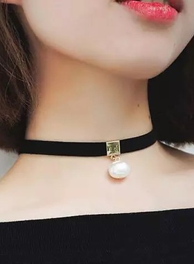 白色蕾丝花边珍珠项链拍一送一