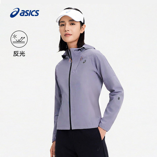 ASICS亚瑟士女子舒适跑步夹克外套女式透气连帽反光运动夹克