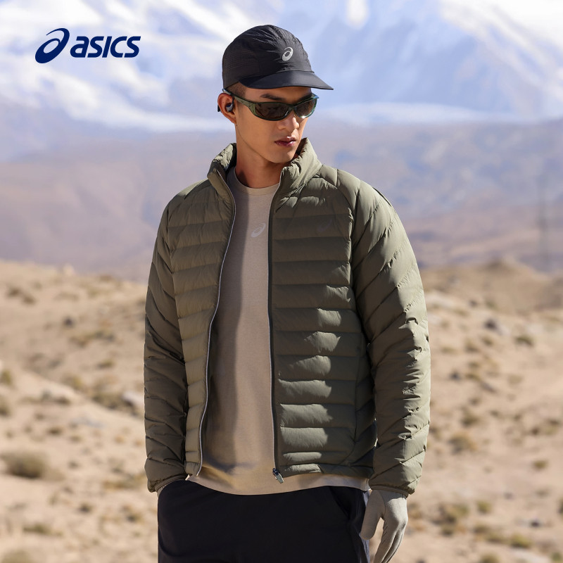 ASICS亚瑟士新款男式运动轻量御寒保暖羽绒夹克保暖舒适羽绒外套