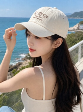 猫狗刺绣软顶棒球帽女 夏季速干透气鸭舌帽 防紫外线显脸小防晒帽