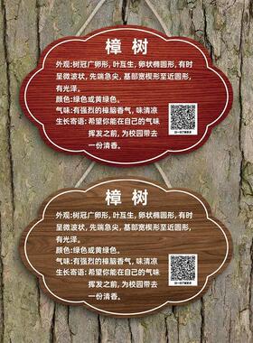 树牌挂牌植物树木名称简介牌花草树木介绍吊牌公园景区树木展示牌