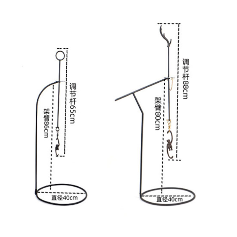 吊铁壶挂架钩子围炉煮茶烧水烧茶铁艺吊架茶壶架支架配件自在钩 - 图3