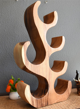 泰国实木红酒架摆件装饰