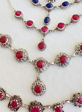 天然宝石925银项链女士新品