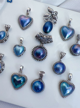 巴厘岛女925银天然马贝吊坠新品