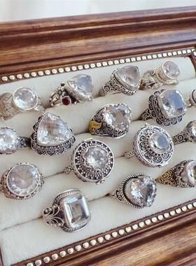 白水晶尼泊尔925纯银手工戒指