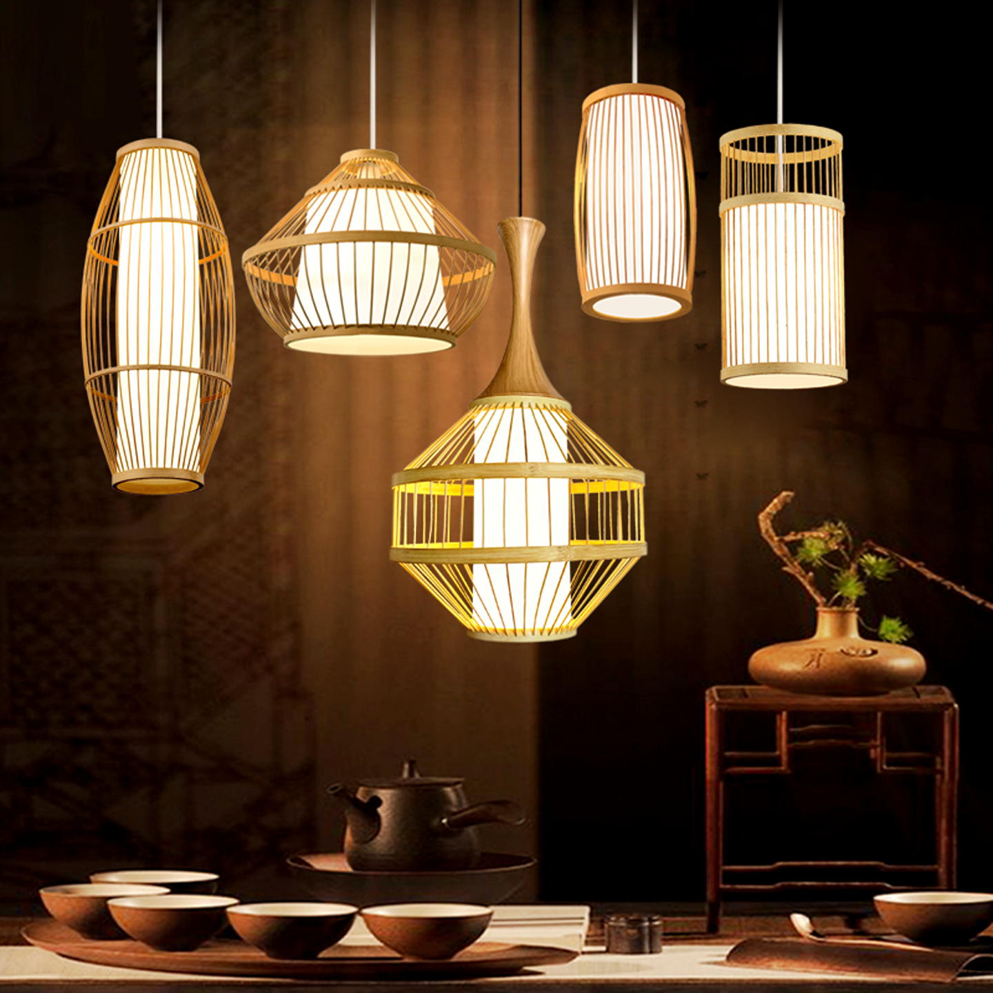 竹编吊灯中式竹艺灯笼餐厅禅意餐饮灯具饭店民宿火锅店灯灯笼吊灯,淘宝优惠券,粉丝福利购,淘宝优惠卷