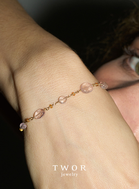 twor原创设计碧玺黄色蓝宝石手链