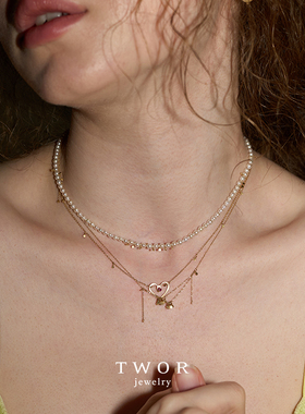 爱心18k黄金TWOR复古项链女