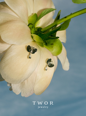 TWOR银翅蝴蝶珍珠耳环