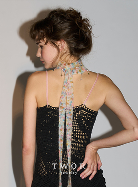 项链TWOR真丝马海毛彩色珍珠