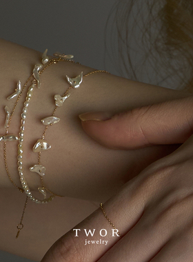 TWOR女海水珍珠18K金手链