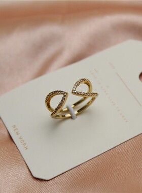 女款铜镀金日韩镶锆石戒指指环