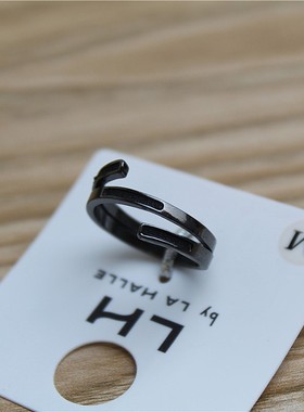 女金属镀金欧美亮黑色戒指