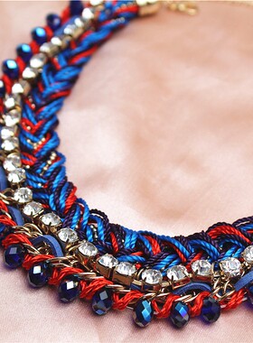 金属镀金女彩色绳编玻璃珠