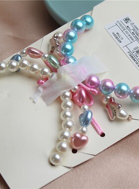 新款彩色亚克力珍珠弹力套装手链